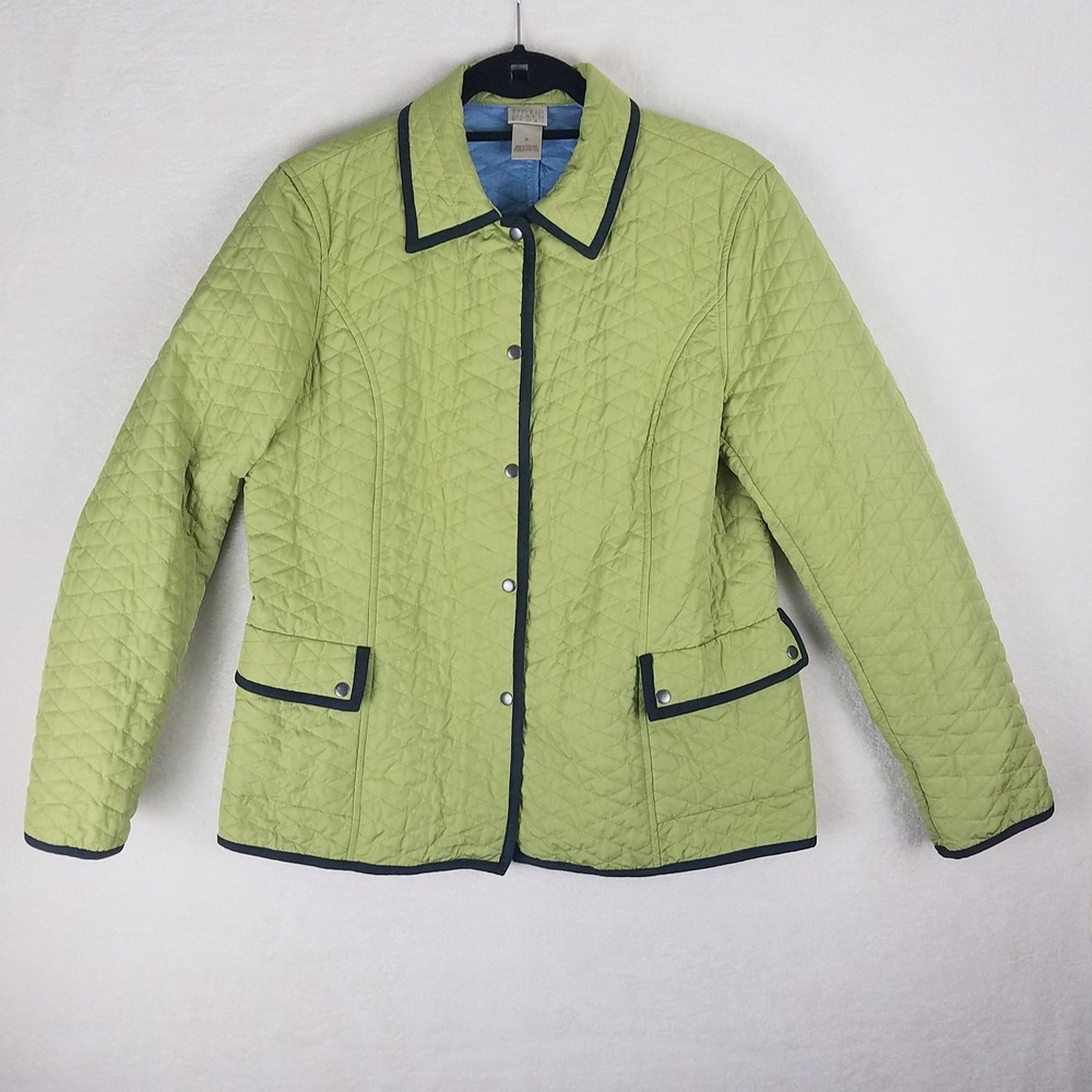 Sigrid Olsen Sport Quilted Jacket Women's Green Button Up Pockets Size‎ M
